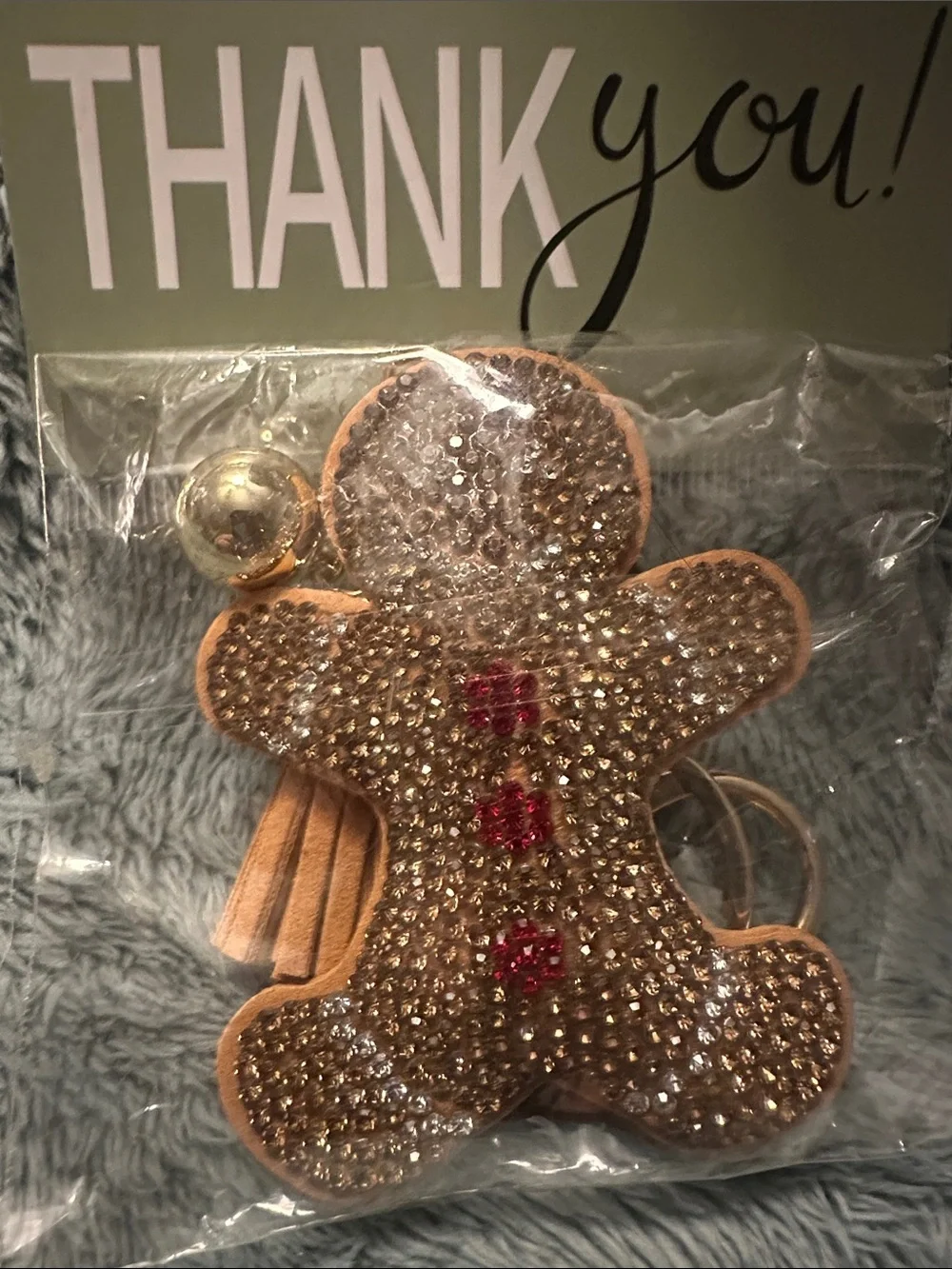 Crystal Gingerbread Keychain Charm - Brown